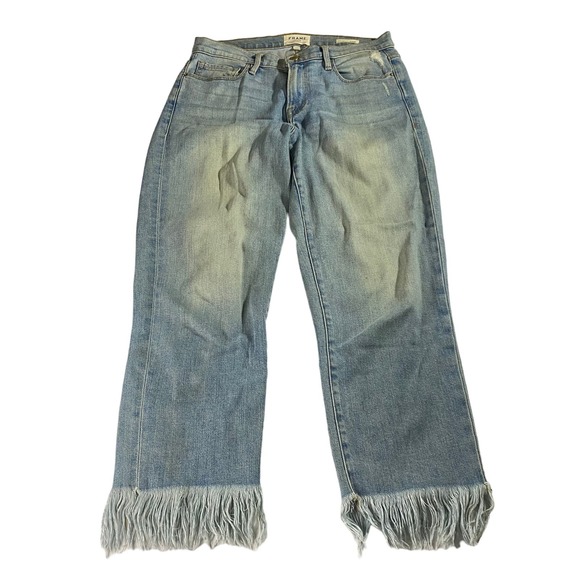 Frame La Nouveau Straight Jeans Ankle Fringe Hem Women's 28 - Picture 1 of 7